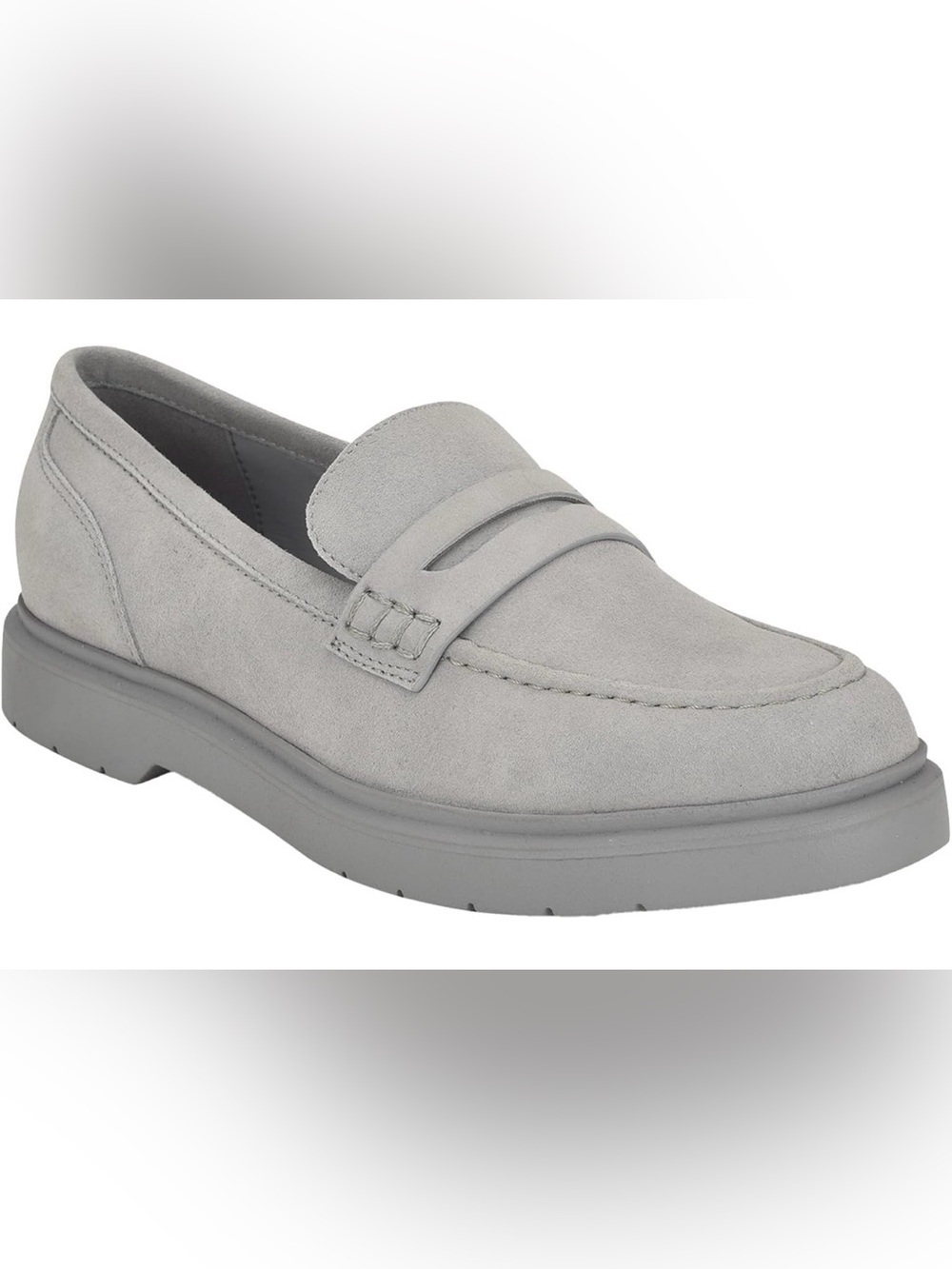 NEW Nine West Women's Suede Penny Loafers in Light Gray Size 6.5